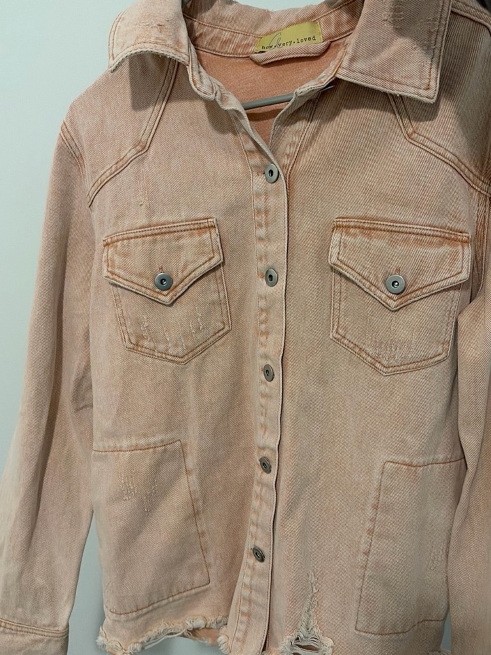 Women's Peach Denim Shacket - Peach
